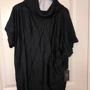 vince camuto black short sleeve turtleneck sweater